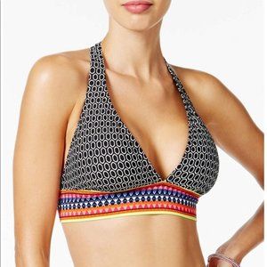 NWT Jag Black Chromatic and Neon Geo Print Bikini Top